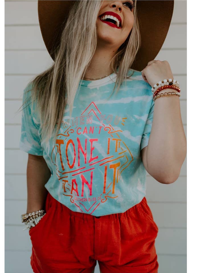 Tan it Tone it Bleached Tee for wholesale by Southern Bliss Co.