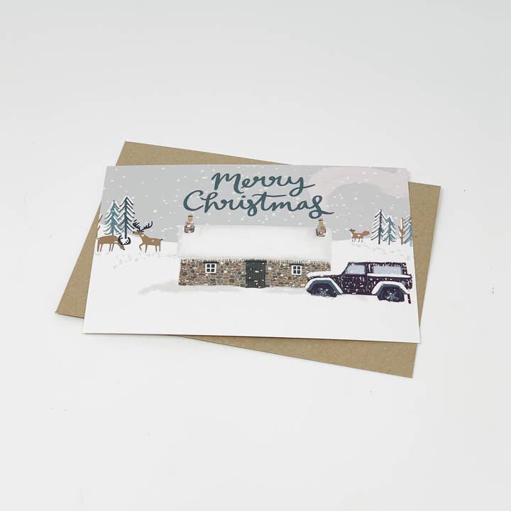 Lomond Paper Co – wholesale Christmas card – Bothy in the Snow "Merry Christmas" - Christmas Card3