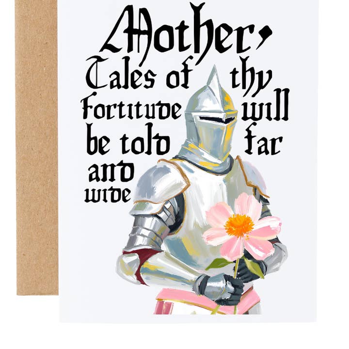 Cartão de Flores de Cavaleiro Medieval para o Aniversário da Mãe por atacado de Cryptic Paper Co.