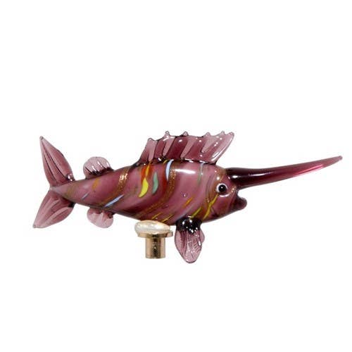 Zaer Ltd. International - Wholesale Garden/Lawn Stake - Glass Swordfish on Gold Plated Iron Pot Stick - 6 Asst Color3