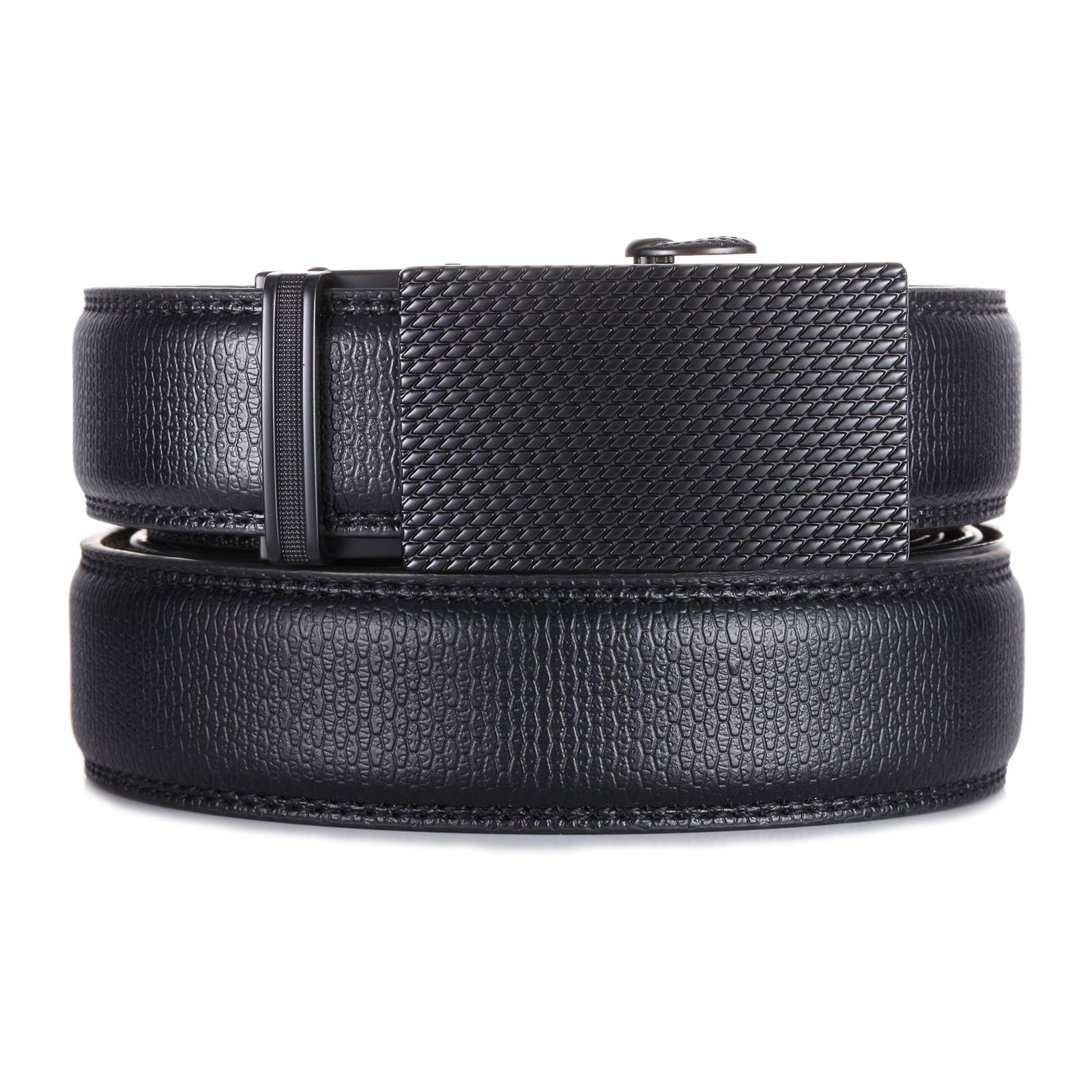 Deep Charcoal Textured Clip Ratchet Belt for wholesale on Faire3