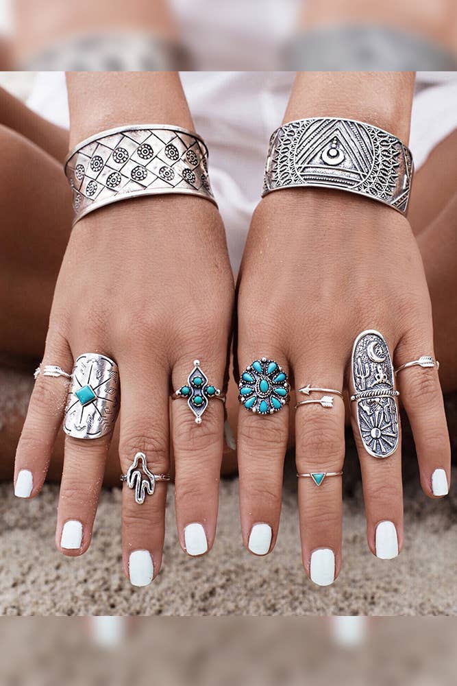 1 ACC145 Blume Kaktus Dreieck Pfeil 9-teiliger Ring für den Großhandel auf Faire1