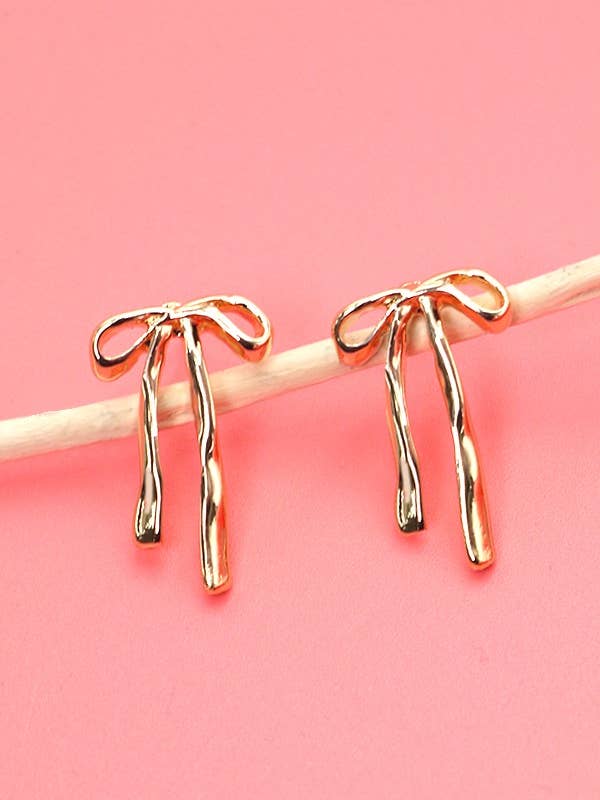 AUTHENTIC LONG BOW RIBBON STUD EARRINGS | 80E2707 for wholesale by JOSSLYN by wall to wall