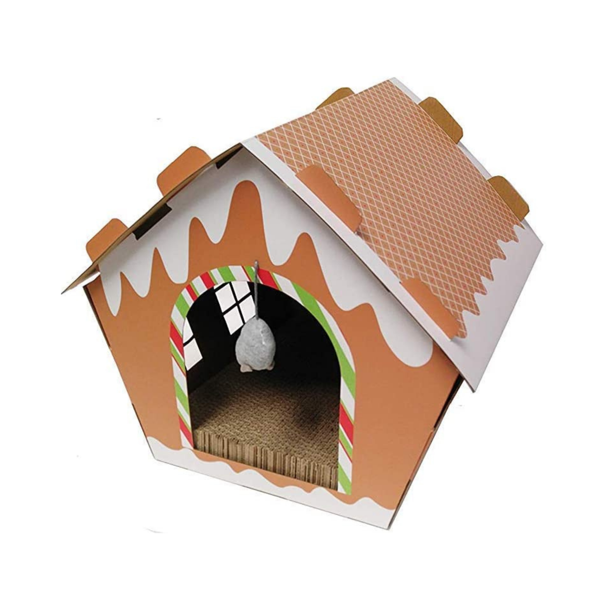 Midlee Designs - Wholesale Pet Scratcher - Cat - Midlee Gingerbread Christmas Cat Scratcher House1