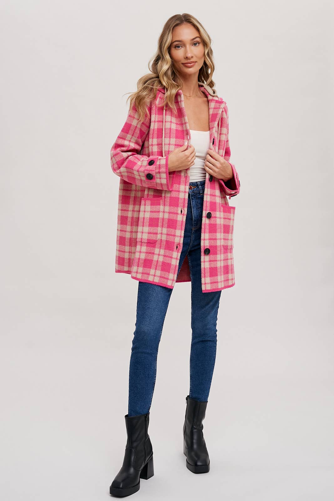 Bluivy - Wholesale Jacket - Women's - PLAID HOODIE JACKET4