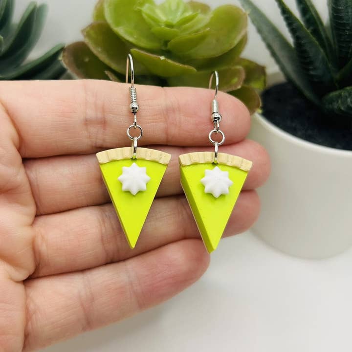 Guerrilla Charm - Wholesale Dangle Earrings - Key Lime Pie Earrings with Whipped Cream2
