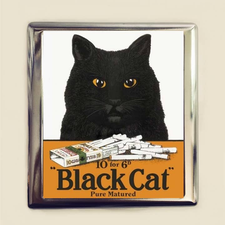 Black Cat Ad Business Card ID Holder Wallet Retro Advertise for wholesale by FringePop