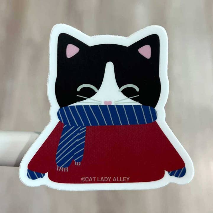 Sweater Kitty Tuxedo Cat Sticker for wholesale by Cat Lady Alley