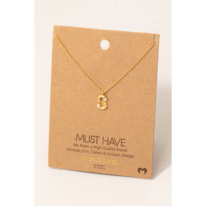 S Initial Pendant Necklace for wholesale by Fame Accessories