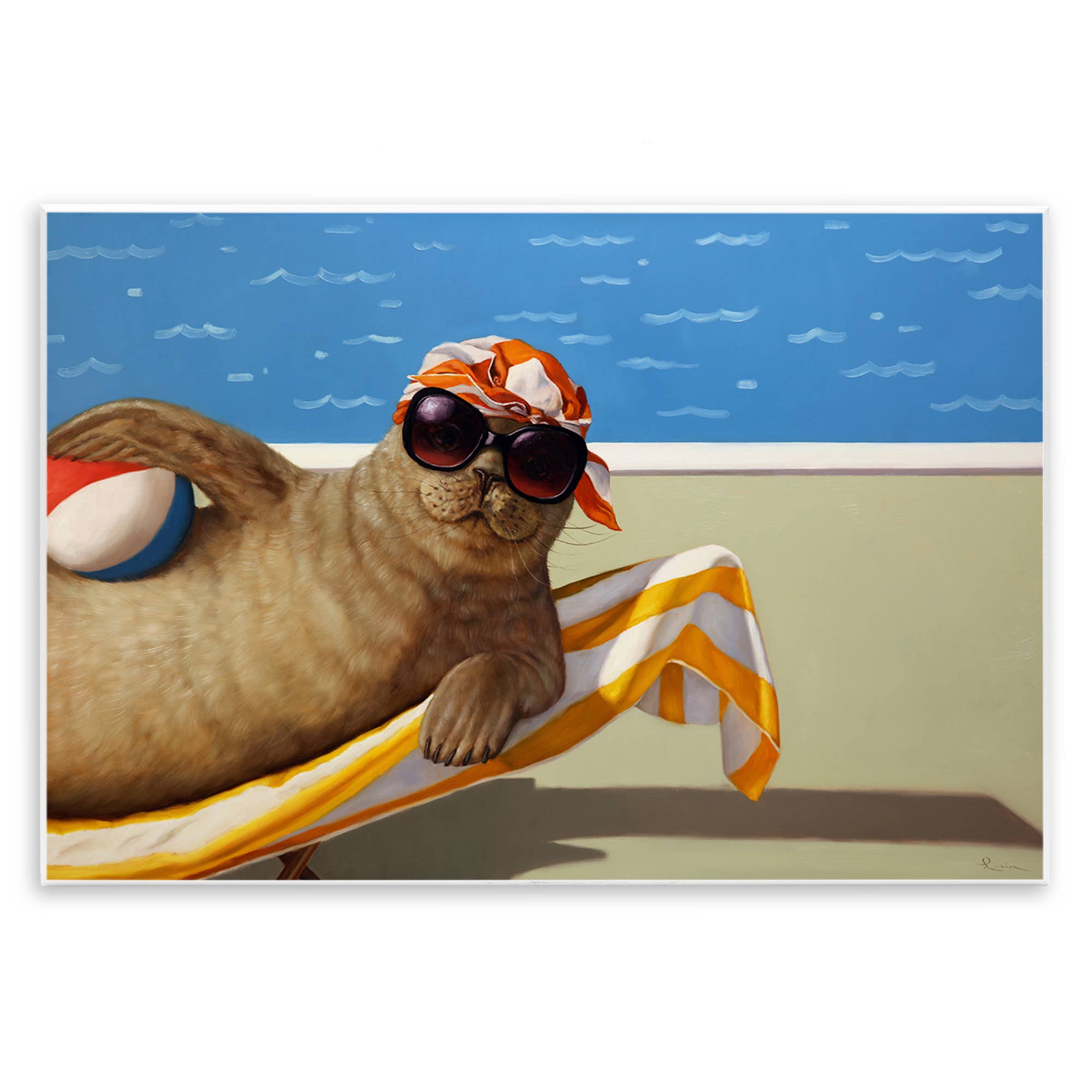 Stupell Industries – wholesale Väggskylt – Säl med strandboll - Oinramad väggkonst0