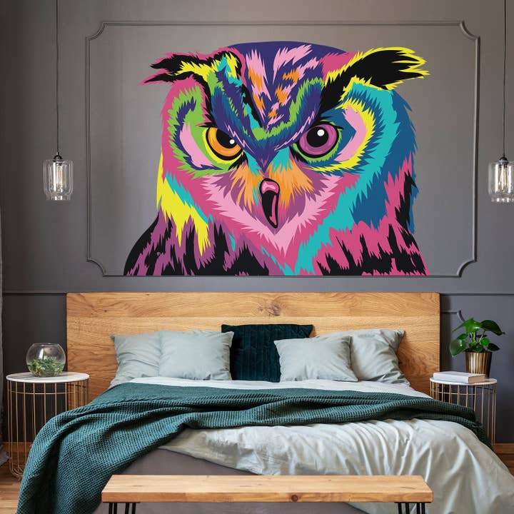 Colorful Owl Wall Sticker - Cute Bird Gift Vinyl Art Decor Decal for wholesale by Decords