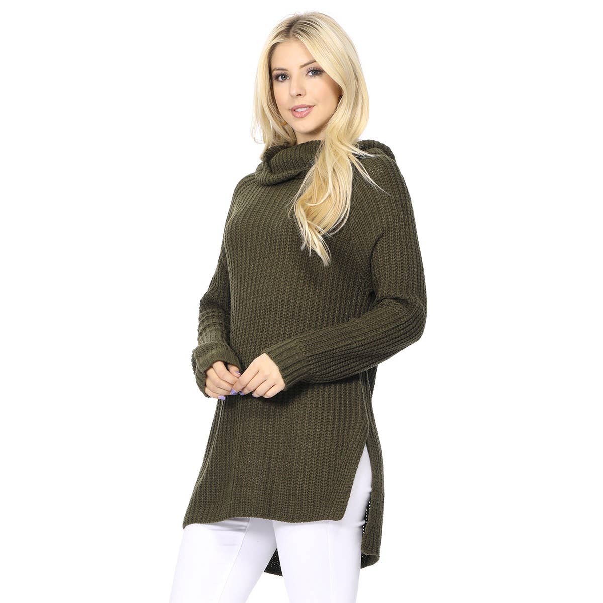 Mak – wholesale Tunic sweater – Women’s – Women's Long Sleeve Turtleneck Pullover Tunic Sweater MK366012