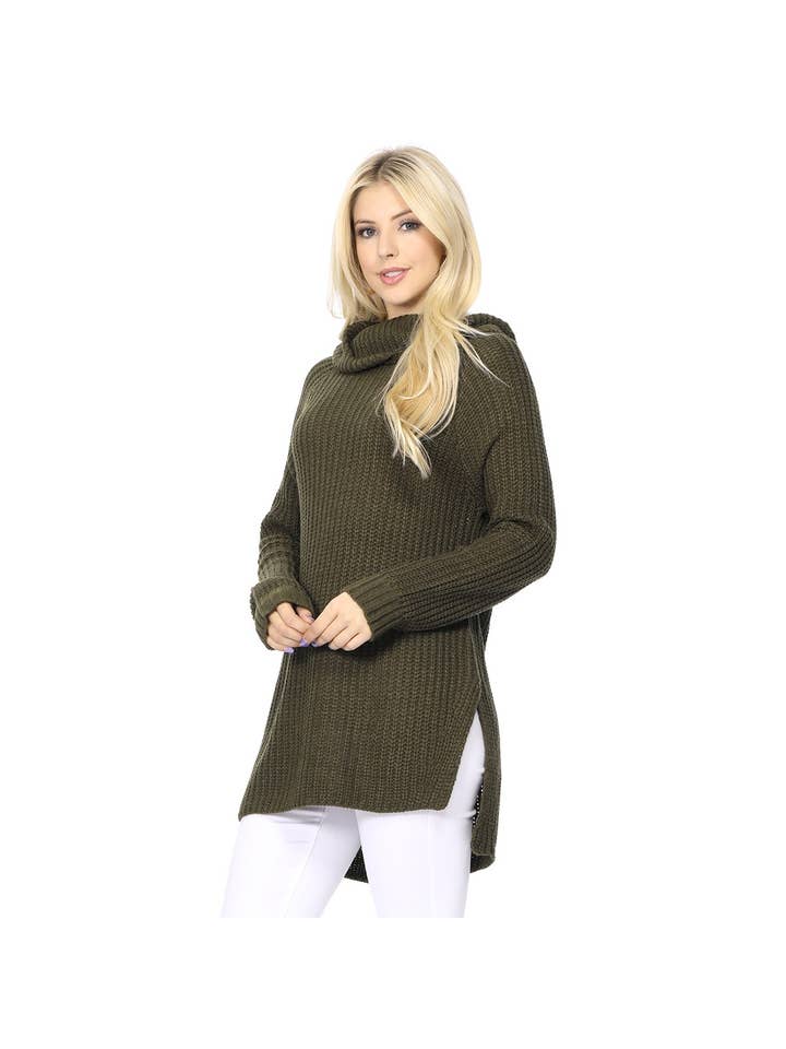 Mak - Venta al por mayor Jersey largo - Mujer - Suéter tipo túnica con cuello alto y manga larga para mujer MK366012