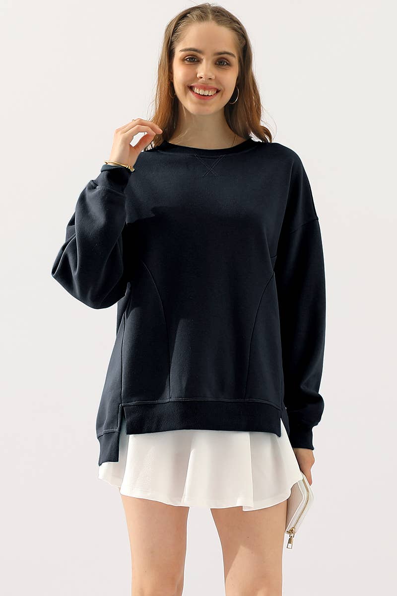 NINEXIS - Wholesale Sweatshirt - Women's - CWTTL905-P_PLUS SIZE ROUND NECK CUT HEM SWEATSHIRT4