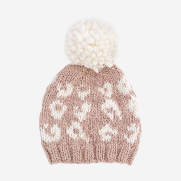Cheetah Hat, Blush/Cream | Kids & Baby Beanie Knit Spring for wholesale by The Blueberry Hill