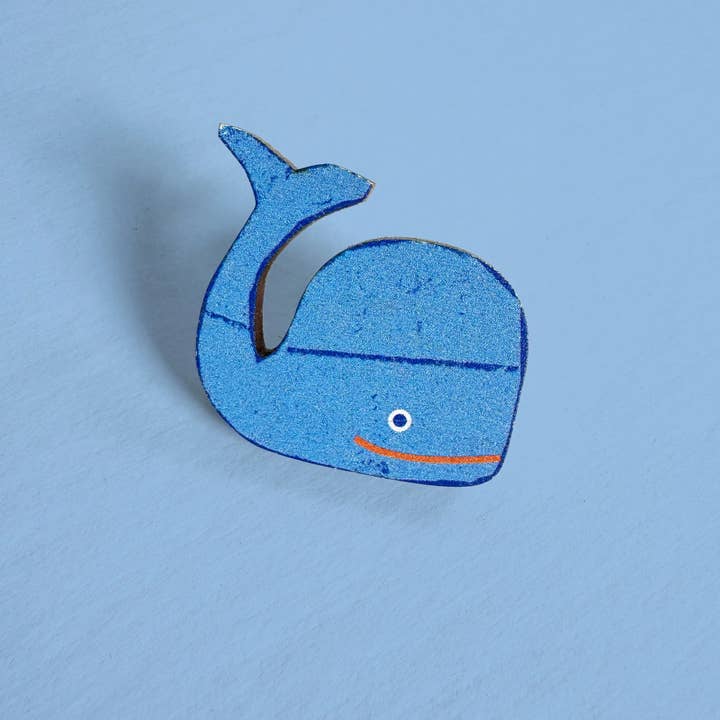 Kautzi Illustrations - Wholesale Lapel Pin/Button - Wooden Pin Whale – Wholesale2
