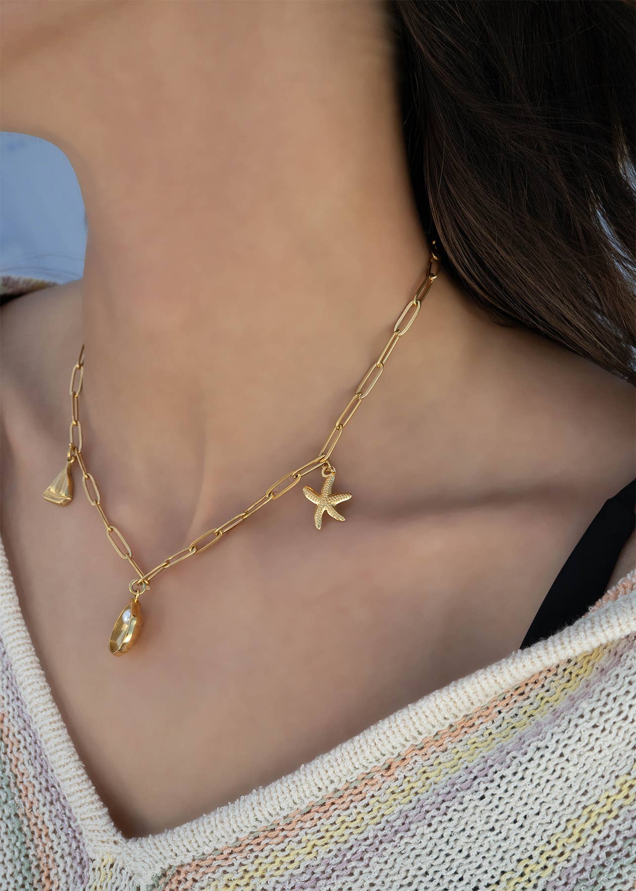 WJW - Wholesale Individual Charm/Pendant - 18K Gold PVD Stainless Steel Shell Charm with Pearl4