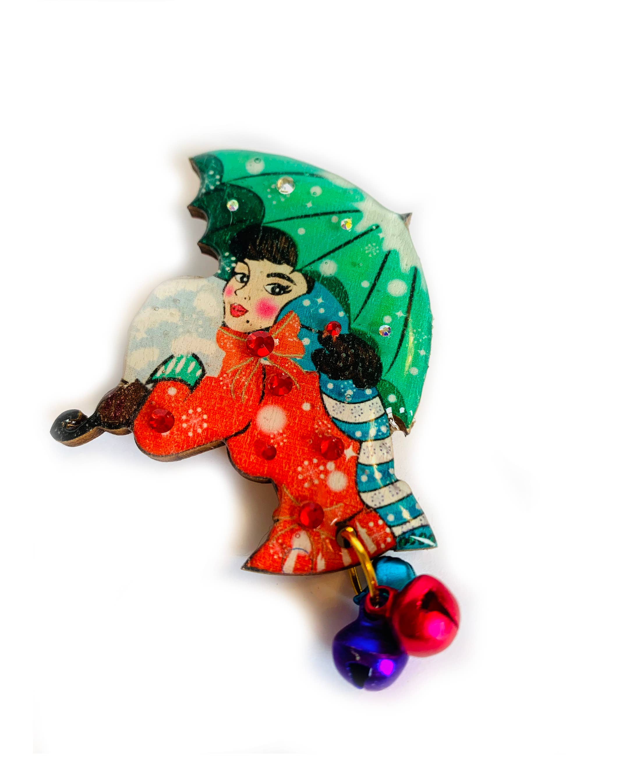 Rosie Rose Parker - Wholesale Brooch - Winter umbrella Christmas brooch Christmas jewellery festive3