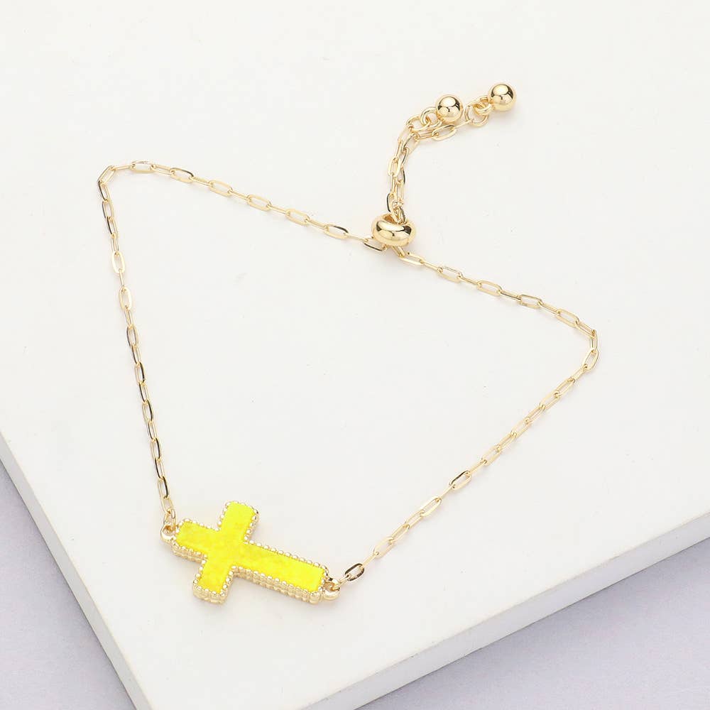 Sensibling Corp. – Pulseira com pendente por atacado – Pulseira Ajustável com Druza Cruz e Fecho de Puxar8