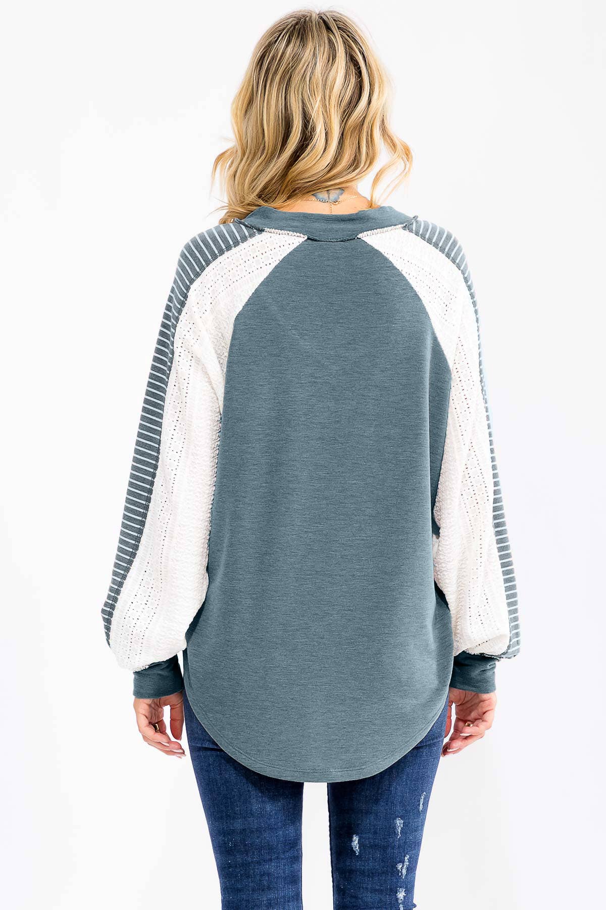 7th Ray – wholesale Stickad topp - Dam – [PLUS SIZE] Färgblock Virkad Spets Pullover Topp T5990XL-110