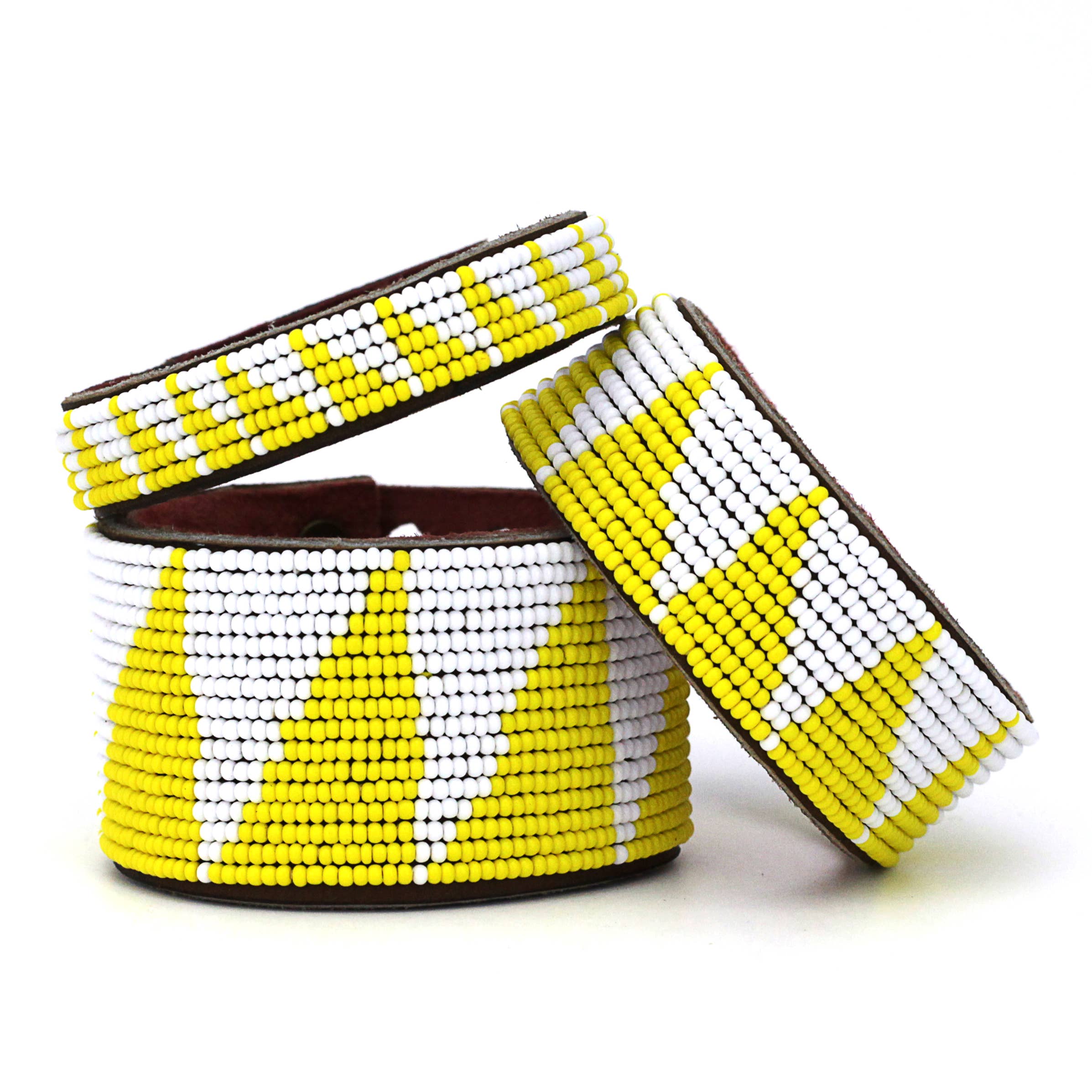 Swahili Coast - Wholesale Cuff Bracelet - Small Yellow Tri Leather Cuff2