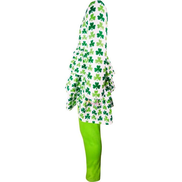 Angeline Kids - Wholesale Top & Leggings Set - Kids - Girls St Patricks Day Shamrock Clover Tiered Top Leggings Se2