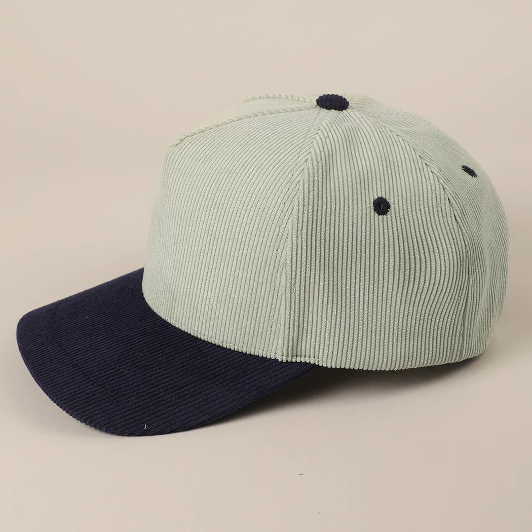 Fashion City - Wholesale Baseball Cap - Unisex - Plain Two Tone Corduroy 5 Panel Trucker Hat34