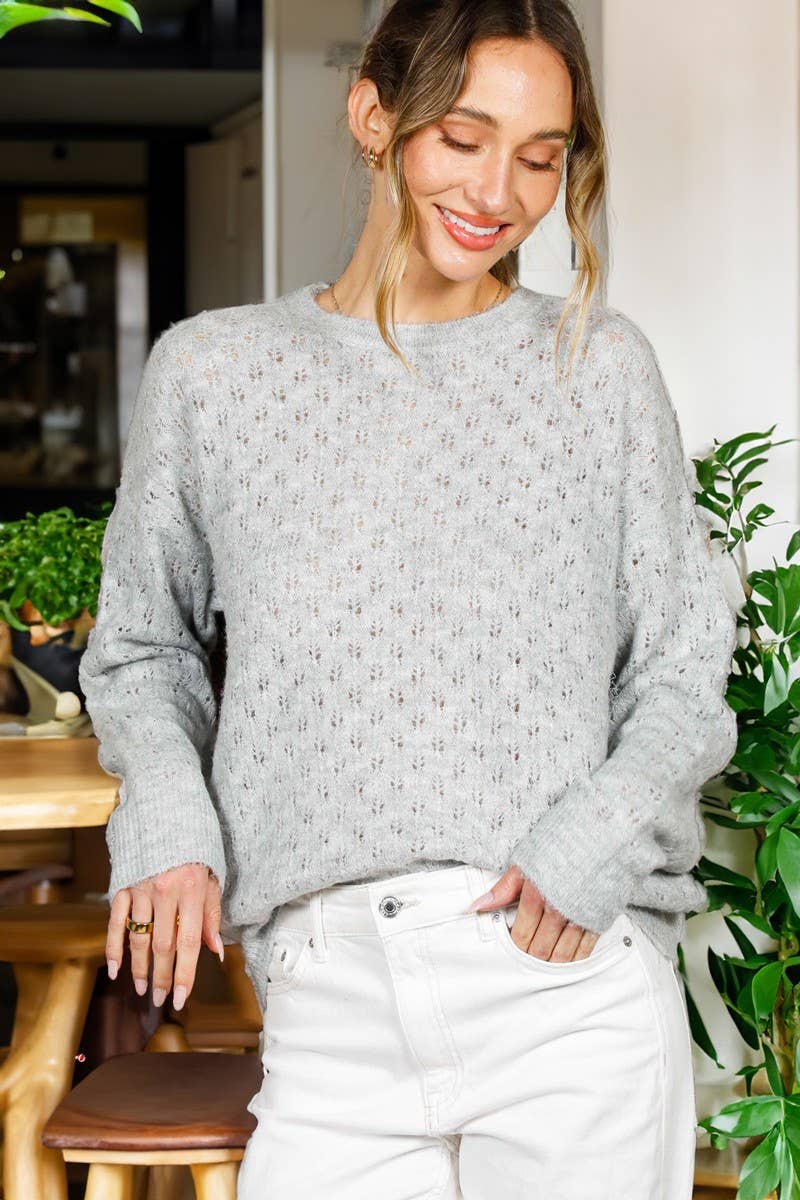 Vine & Love - Vente Pull en maille – femme - Pull en crochet tricoté en fil pailleté texturé VT8200716