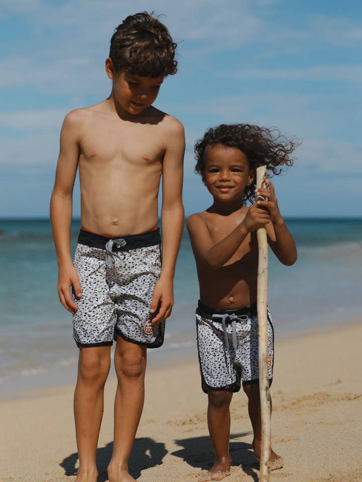 Kid’s Retro Boardshorts in Animal Print for wholesale by Of One Sea