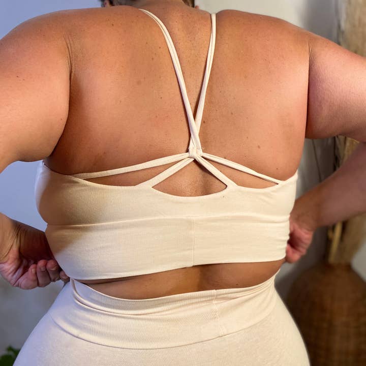 UNA PLUMA - Wholesale Bralette - Women's - Organic Bralette - Cross Back Organic Cotton Bra Top6