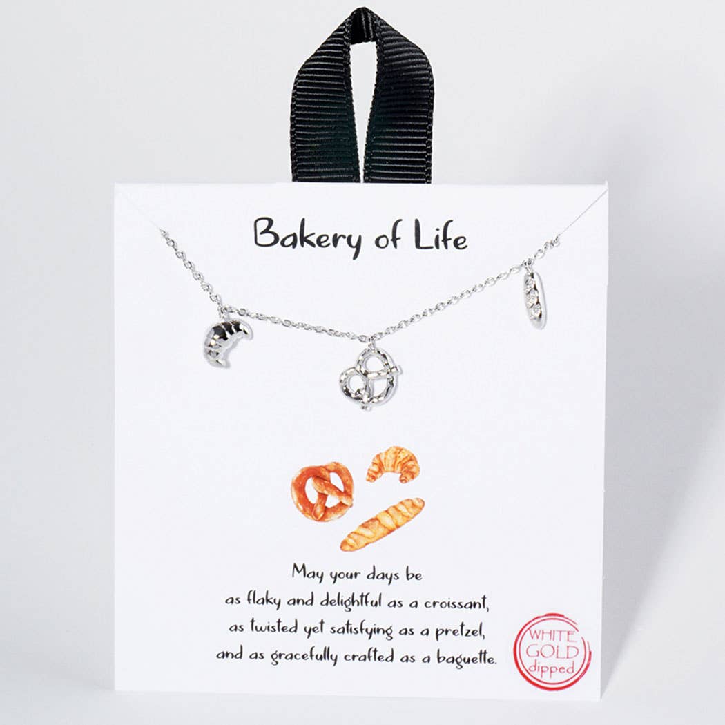 Fashion City - Wholesale Pendant/Charm Necklace - 18K Gold Dipped Bread Pendant Necklace3