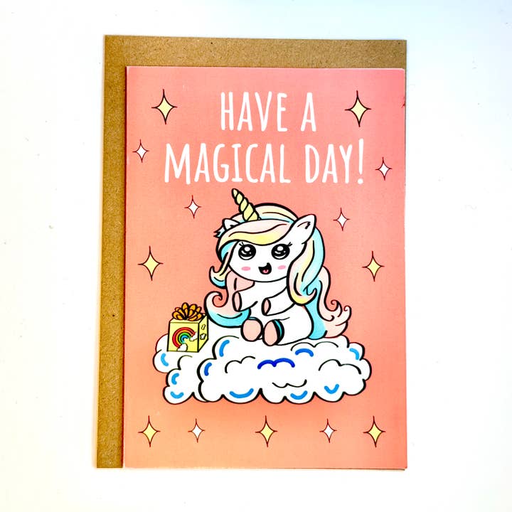 Unicorn Birthday Card|Birthday Card|Sticker Card for wholesale by Puntastic & Ho