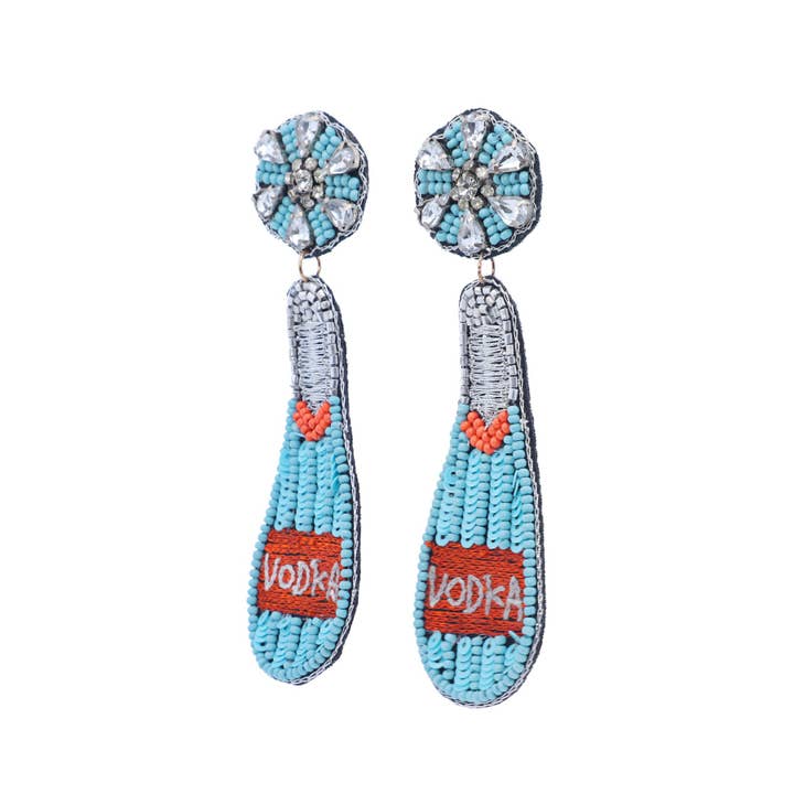 BLUE GDBLE Vodka Bottle w/ Bead Drop Earrings for wholesale on Faire1