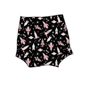 Black and Pink Rocket Bummies, Rocket Bummy, Rocket Shorts for wholesale by Remi Rae’s LLC