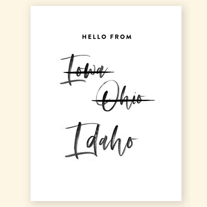 'Hello From Idaho' Greeting Card for wholesale by Studio G