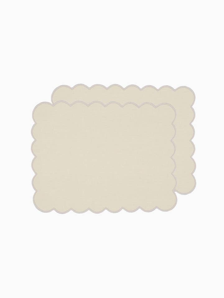 Zero-Waste Scalloped Linen Placemats vanilla - Set of 2 for wholesale by arkitaip