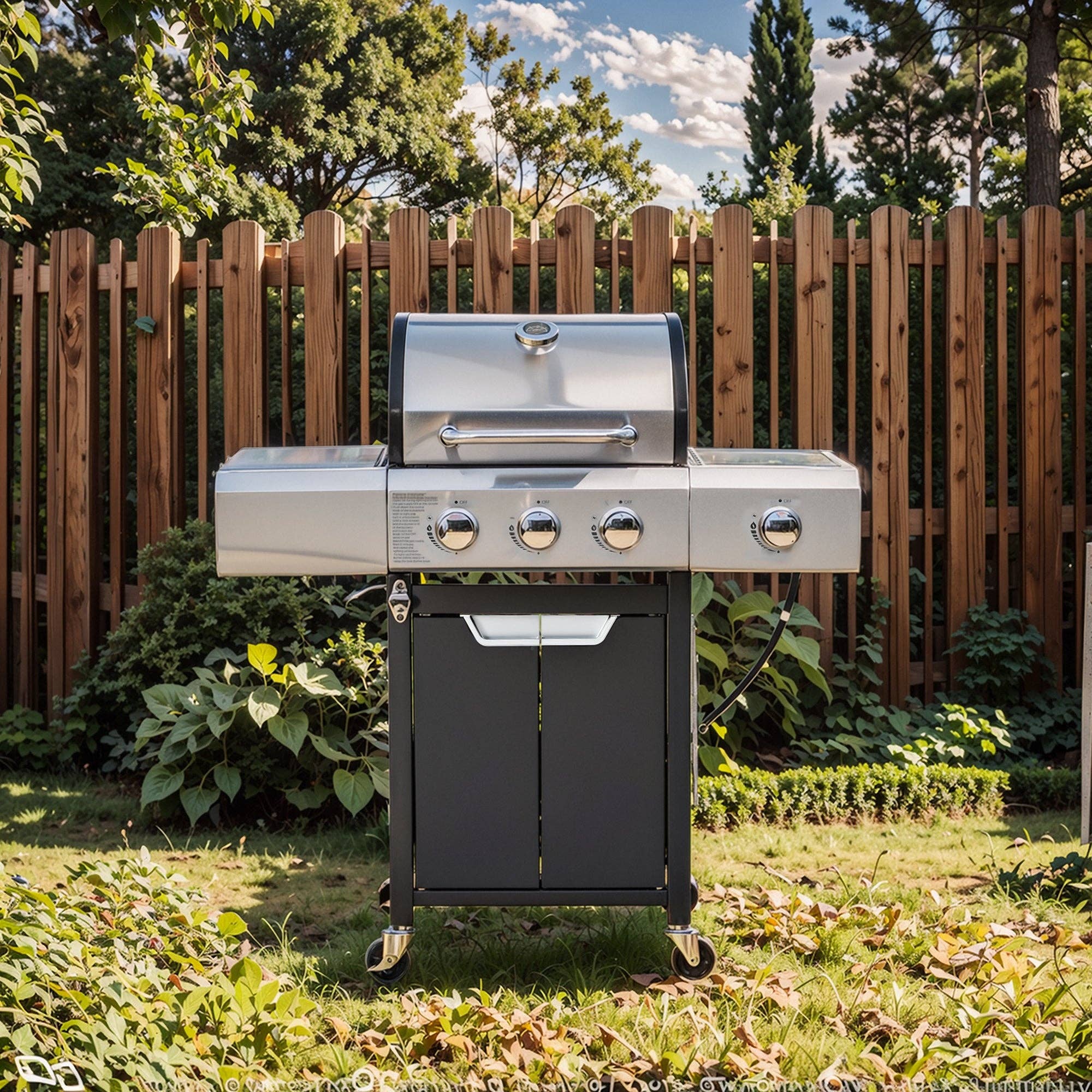 39F Inc. - Wholesale Outdoor Grill Tools - 3-Burner Stainless Steel Propane Gas Grill with Side Burner0