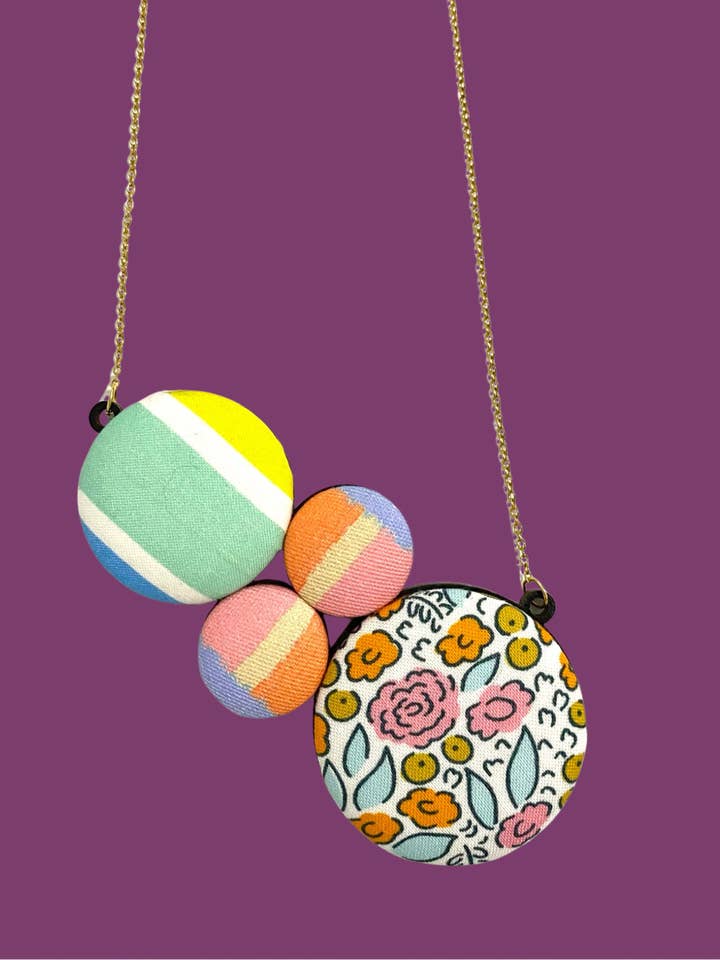 Barra Necklace- Pastel Flowers for wholesale by Botón de Azúcar