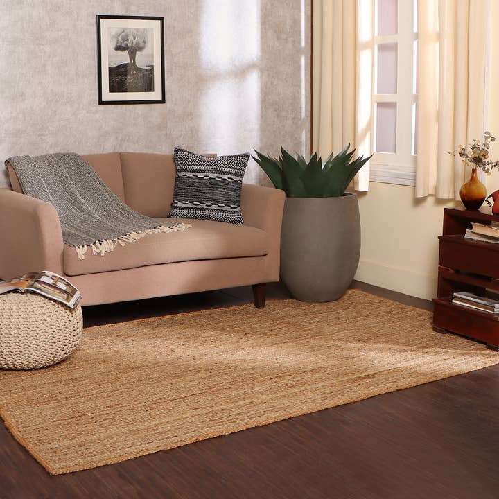 · REDEARTH · Rectangular Jute Area Rug 5'x8' Braided Natural for wholesale by REDEARTH
