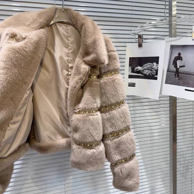 Productseeker - Wholesale Fur/Faux Fur Coat - Women's - CT128 2025 Handcrafted Beaded Sequin Faux Fur Winter Coat10