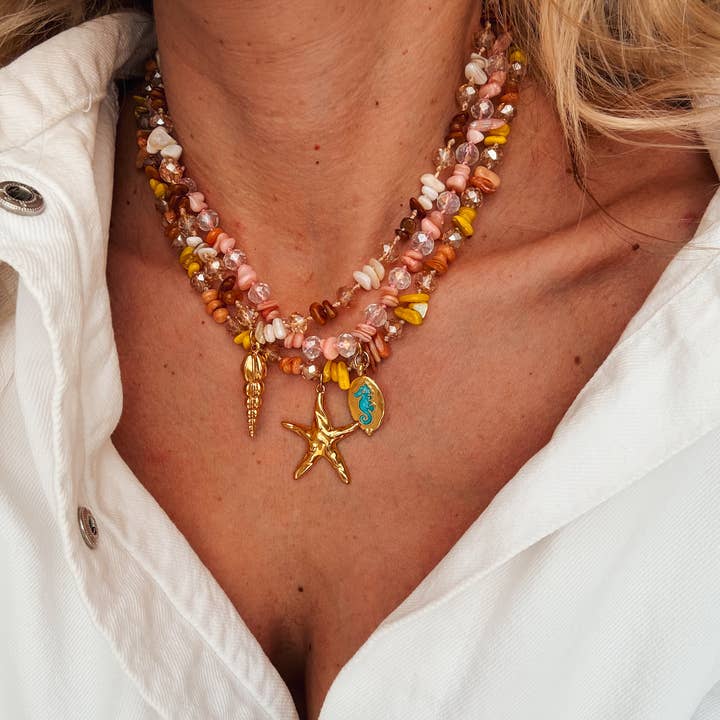 Goupi - Wholesale Pendant/Charm Necklace - Multicolor beaded semiprecious chips necklaces