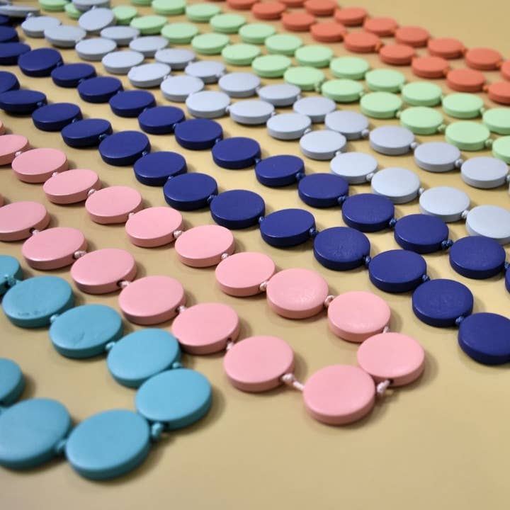 Taylor Hill Scarves & Co - Wholesale Beaded/pearl necklace - THSJ1270: Teal Green: Round Wooden Necklace5