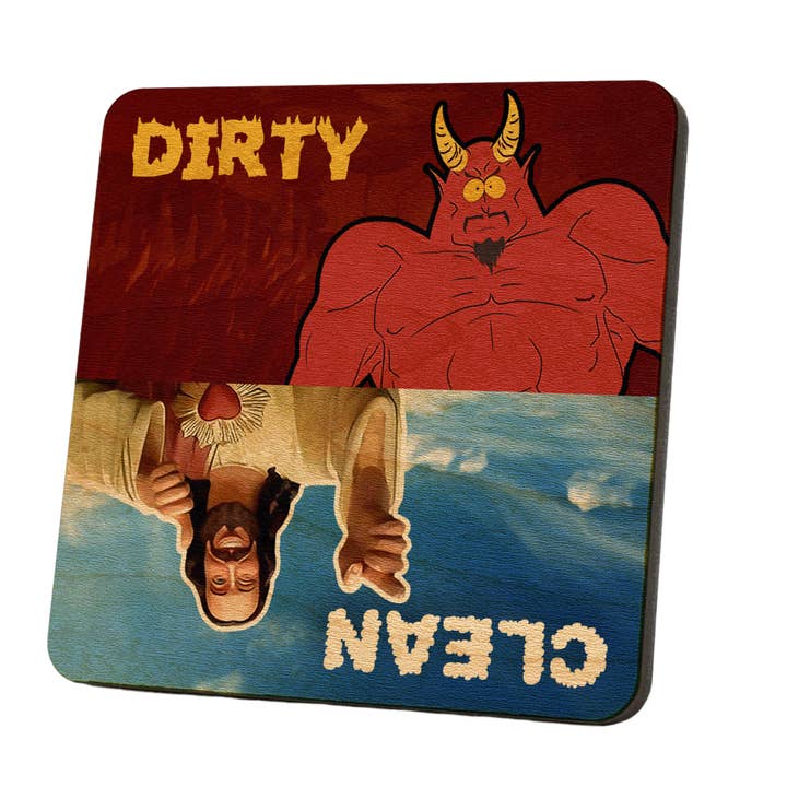 Buddy Christ Satan Dirty Clean Dishwasher Magnet for wholesale by American Brand Studio