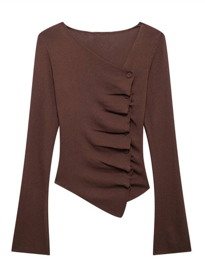 Katinki - Wholesale Blouse - Women's - Asymmetrical Buttoned Long Sleeve Top2