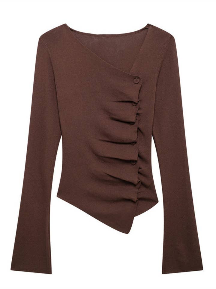 Katinki - Wholesale Blouse - Women's - Asymmetrical Buttoned Long Sleeve Top2