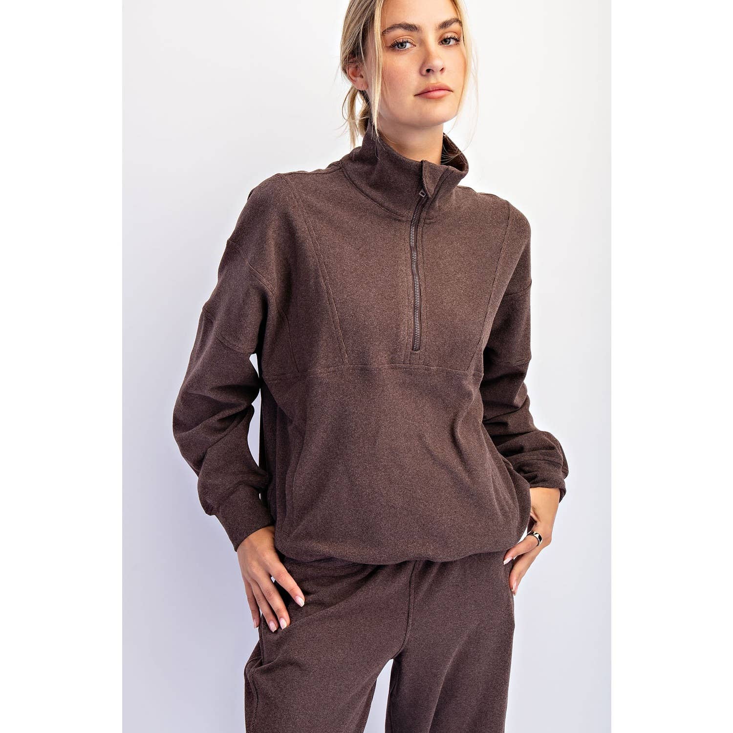 Rae Mode - Wholesale Lounge Top - Women's - BRUSHED RIB QUARTER ZIP PULLOVER8