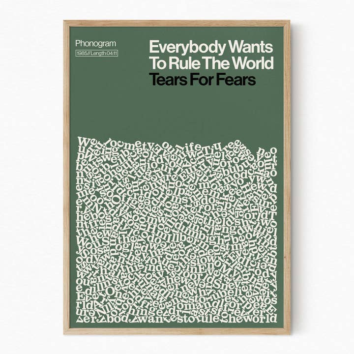 Everybody Wants to Rule the World - Song Lyric Print for wholesale by Reign&Hail