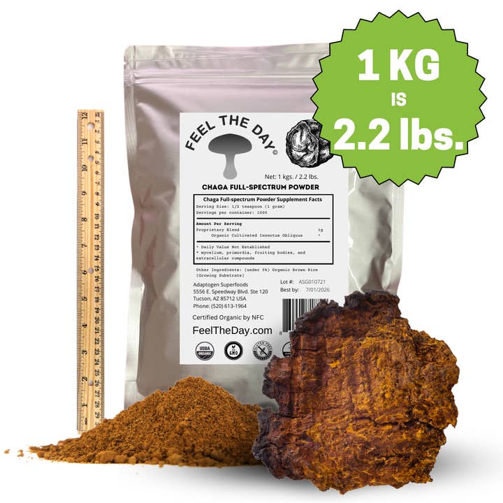 Chaga mushroom powder supplement 1kg for wholesale by Feel The Day® Mushroom Supplements
