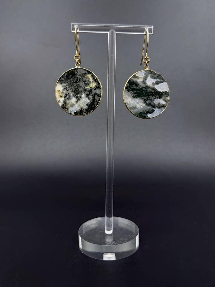 Nebulae Trace Earrings - Moss Agate for wholesale by Lawless