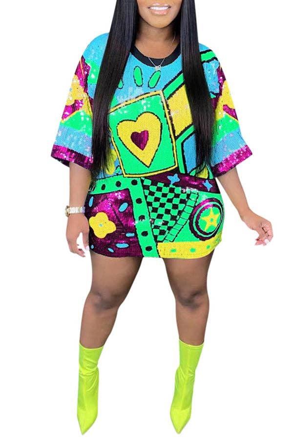 MB Fashion Wholesale - Wholesale Dress - Women's - MB FASHION SEQUIN MINI SHIRT LOOSE DRESS 9984LY3